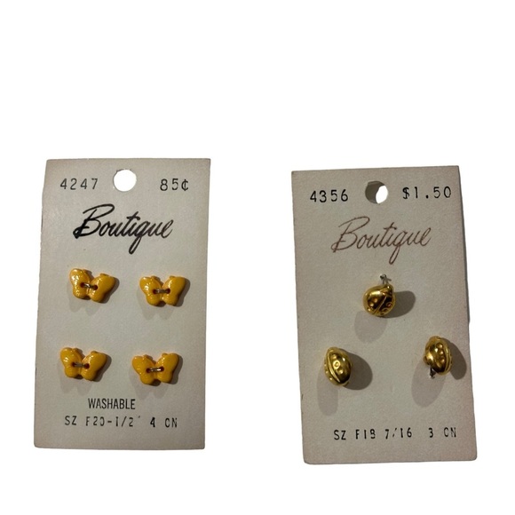 Vintage Mixed Boutique 3 Metal Ladybugs F19 7/16”& 4 Butterfly 1/2” Buttons NOS - Picture 2 of 4